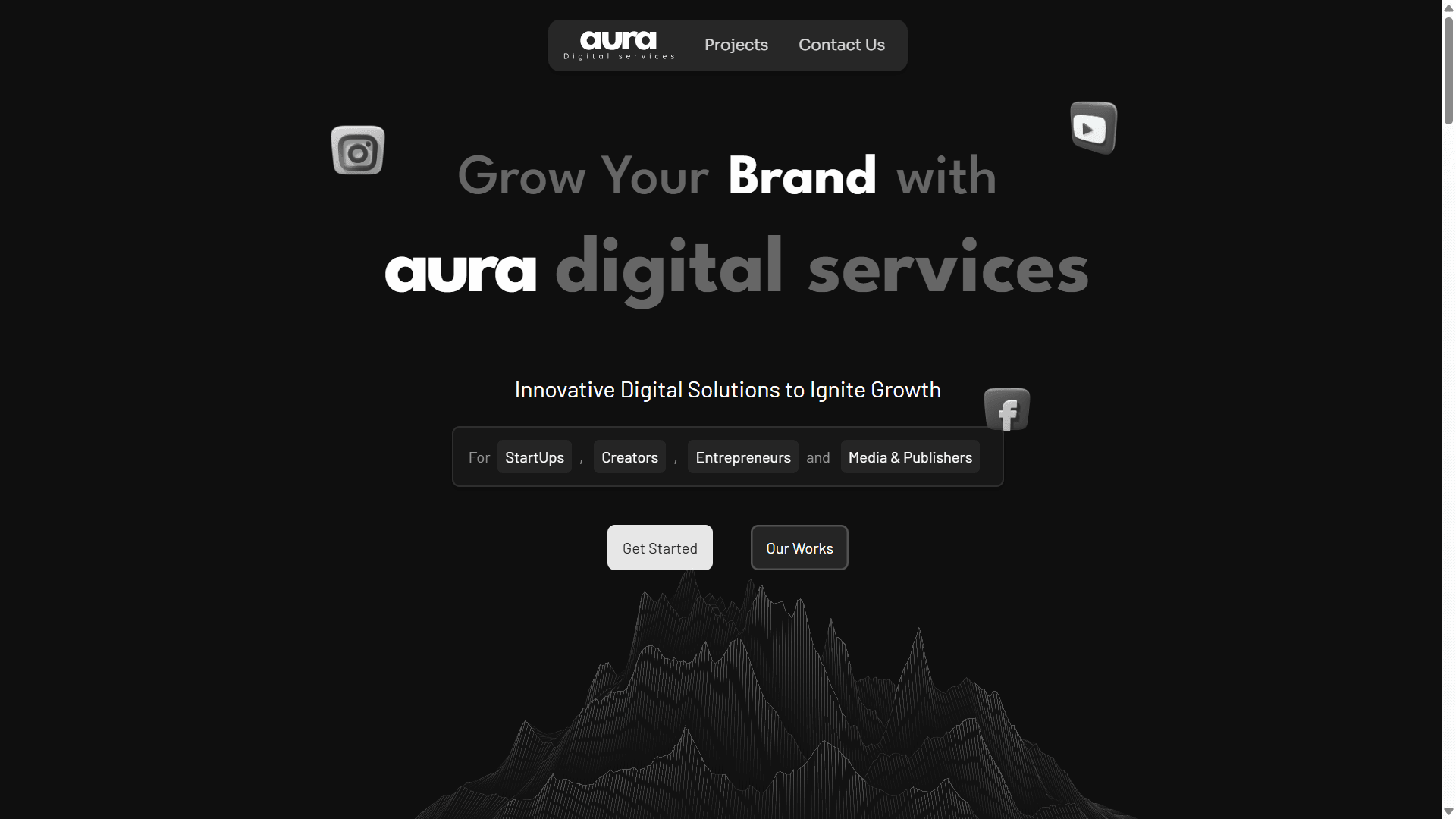 Aura Digital services Landing page